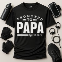 Promoted To Papa 2025 New 1st First Time Papa Dad Father Cooling Performance Crew T-Shirt