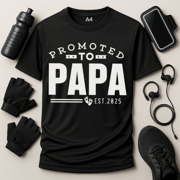 Promoted To Papa 2025 New 1st First Time Papa Dad Father Cooling Performance Crew T-Shirt