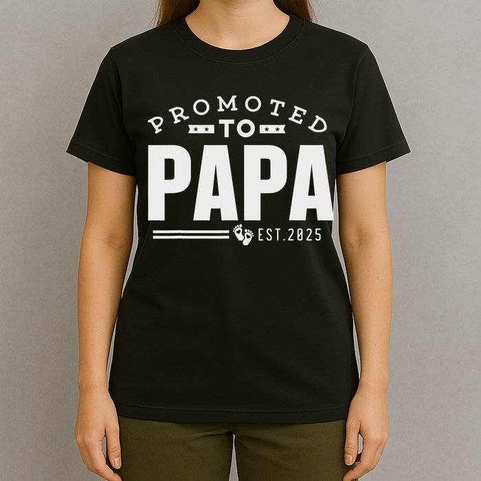 Promoted To Papa 2025 New 1st First Time Papa Dad Father T-Shirt