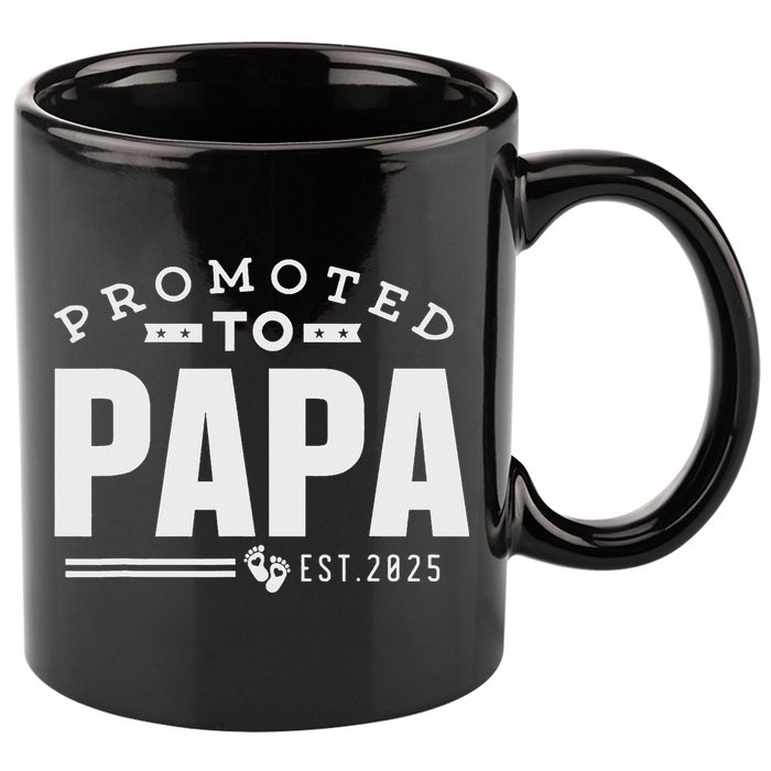 Promoted To Papa 2025 New 1st First Time Papa Dad Father 11oz C Handle Ceramic Mug