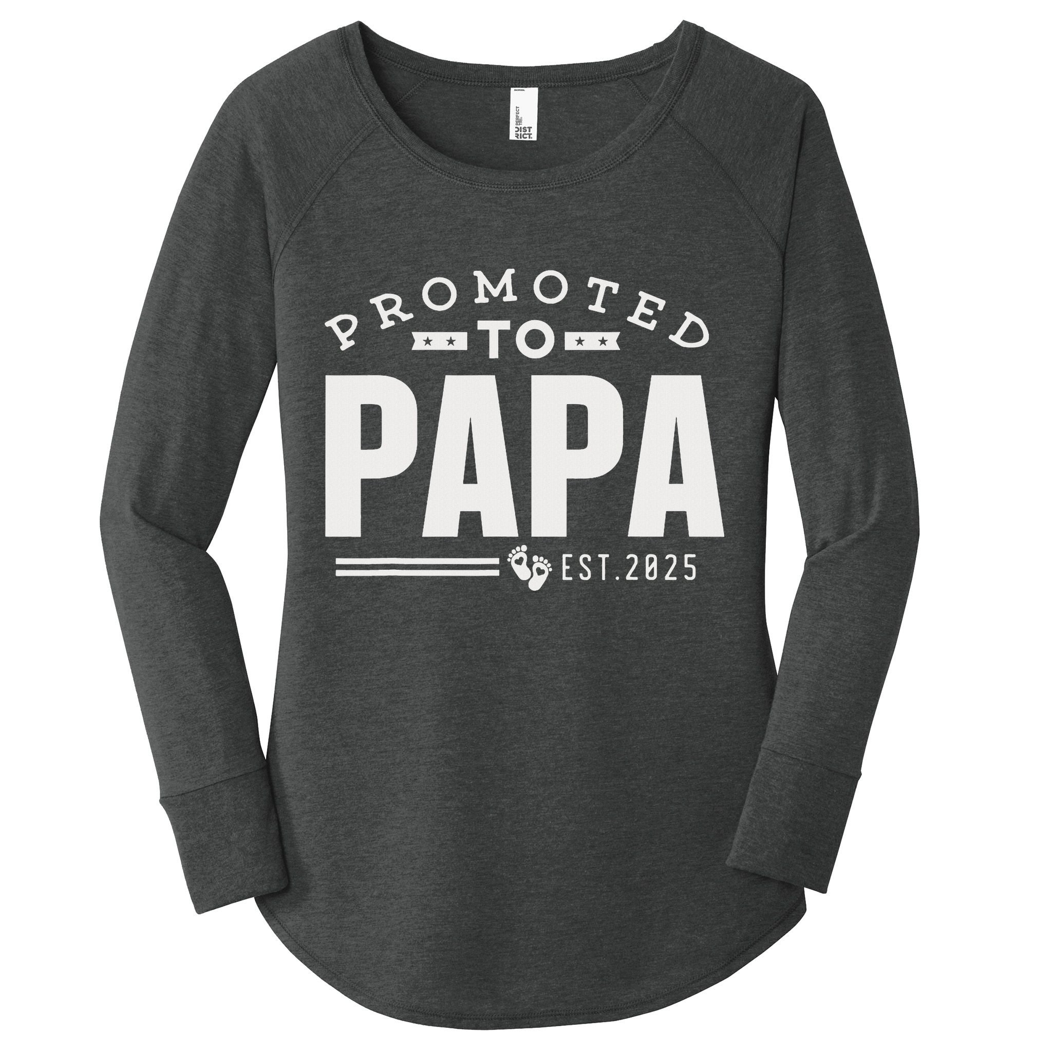 Promoted To Papa 2025 New 1st First Time Papa Dad Father Women's Perfect Tri Tunic Long Sleeve Shirt