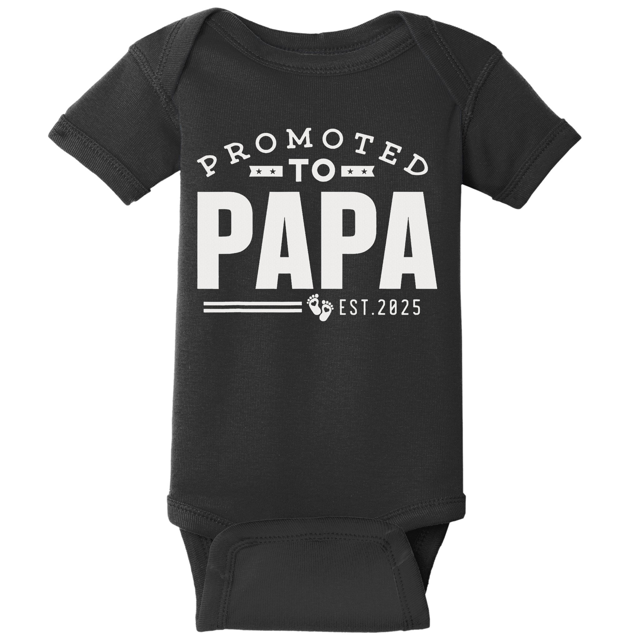 Promoted To Papa 2025 New 1st First Time Papa Dad Father Baby Bodysuit