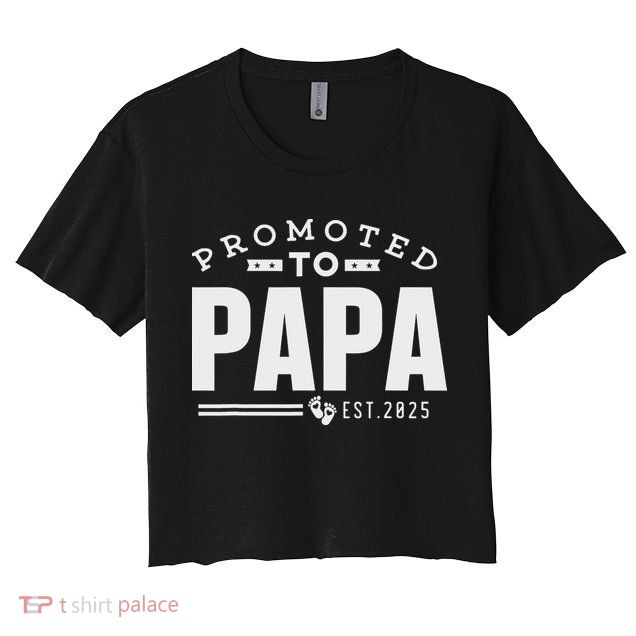 Promoted To Papa 2025 New 1st First Time Papa Dad Father Crop Top