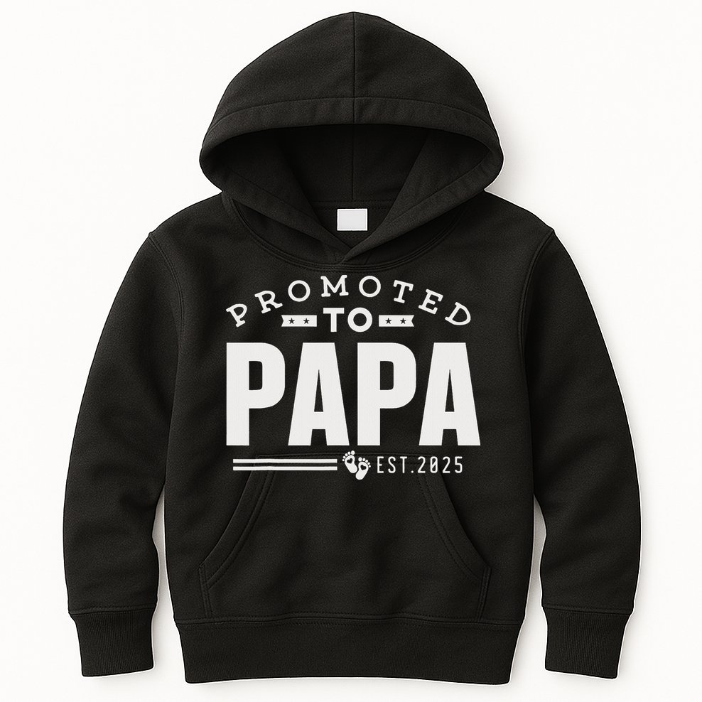 Promoted To Papa 2025 New 1st First Time Papa Dad Father Kids Hoodie