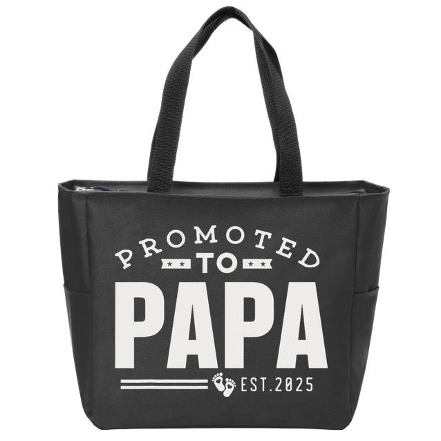 Promoted To Papa 2025 New 1st First Time Papa Dad Father Zip Tote Bag
