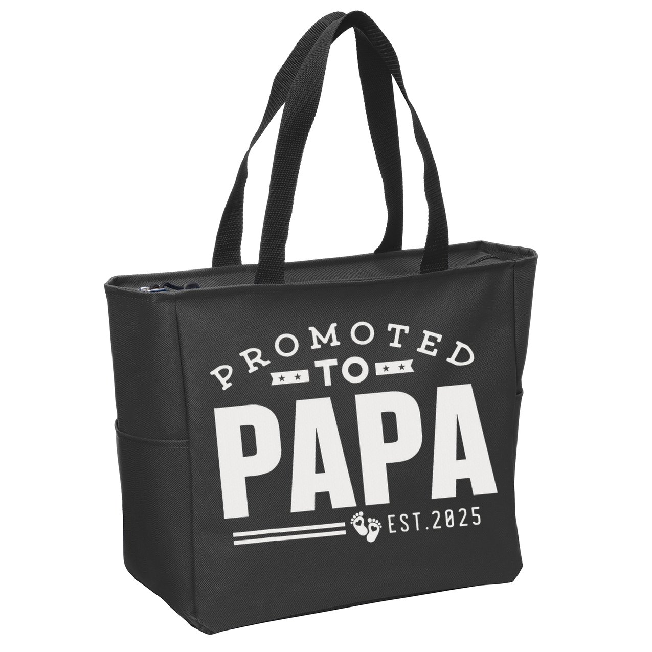 Promoted To Papa 2025 New 1st First Time Papa Dad Father Zip Tote Bag