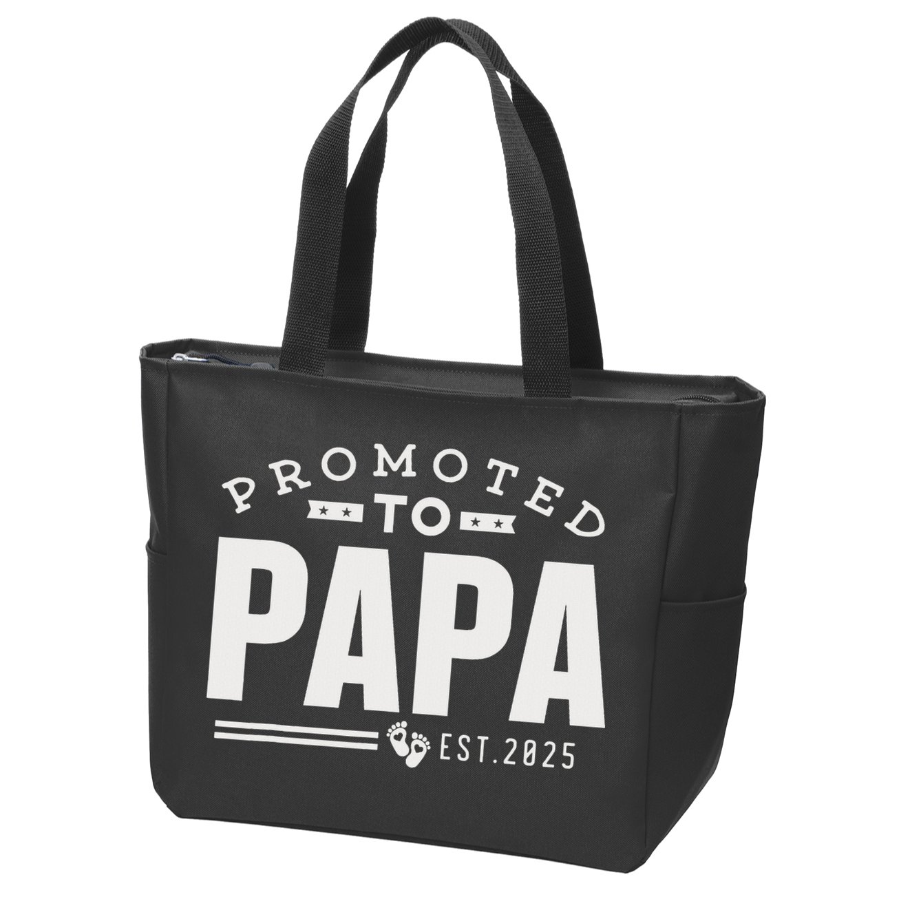 Promoted To Papa 2025 New 1st First Time Papa Dad Father Zip Tote Bag