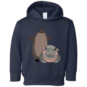 Pesto The Penguin And Moo Deng The Baby Hippo Funny Gift Toddler Hoodie