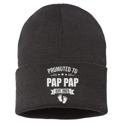 Promoted To Pap Pap 2025 New Grandpa Sustainable Knit Beanie