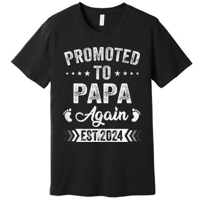 Promoted To Papa Again Est 2024 Announcement Premium T-Shirt