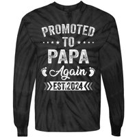 Promoted To Papa Again Est 2024 Announcement Tie-Dye Long Sleeve Shirt