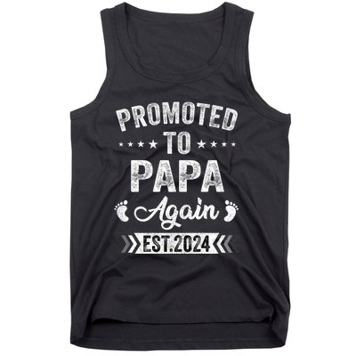 Promoted To Papa Again Est 2024 Announcement Tank Top