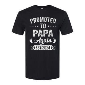 Promoted To Papa Again Est 2024 Announcement Softstyle CVC T-Shirt