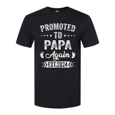 Promoted To Papa Again Est 2024 Announcement Softstyle CVC T-Shirt