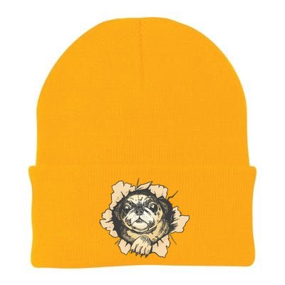 Pug Torn Knit Cap Winter Beanie