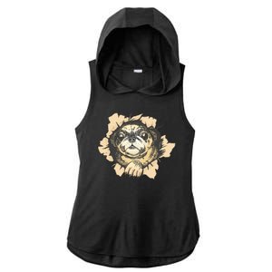 Pug Torn Ladies PosiCharge Tri-Blend Wicking Draft Hoodie Tank