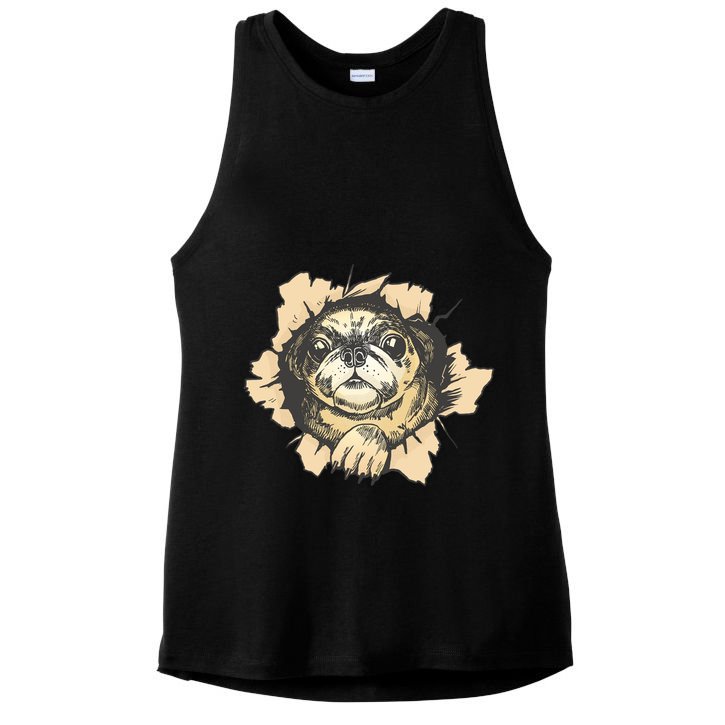 Pug Torn Ladies PosiCharge Tri-Blend Wicking Tank