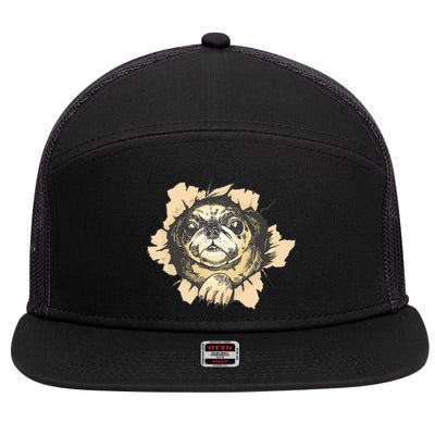 Pug Torn 7 Panel Mesh Trucker Snapback Hat