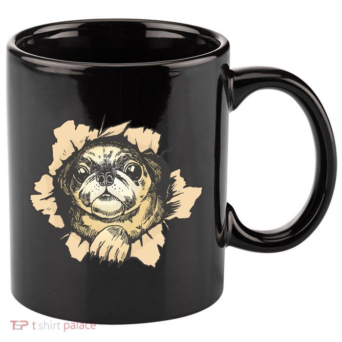 Pug Torn 11oz C Handle Ceramic Mug