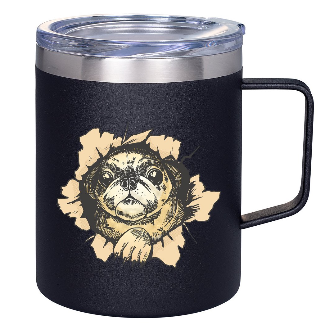 Pug Torn 12oz Stainless Steel Coffee Mug