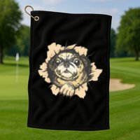 Pug Torn Golf Towel