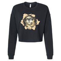 Pug Torn Cropped Pullover Crew