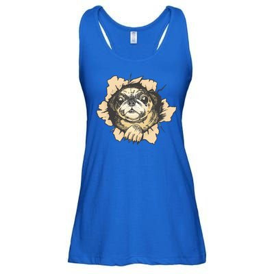 Pug Torn Ladies Essential Flowy Tank