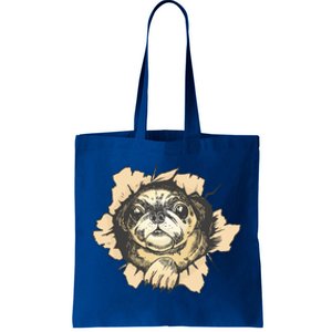 Pug Torn Tote Bag