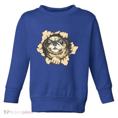 Pug Torn Toddler Sweatshirt