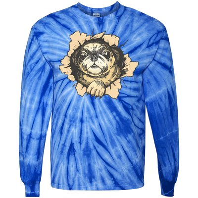 Pug Torn Tie-Dye Long Sleeve Shirt