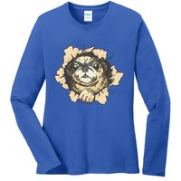 Pug Torn Ladies Long Sleeve Shirt