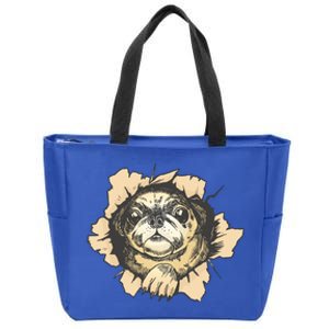 Pug Torn Zip Tote Bag