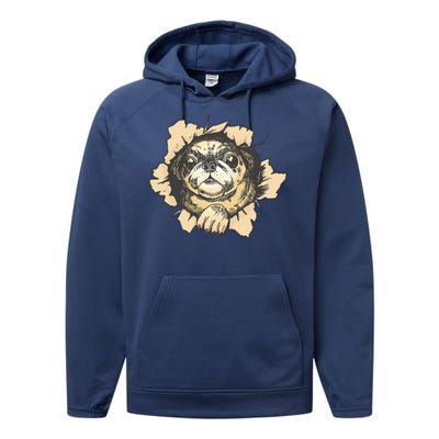 Pug Torn Performance Fleece Hoodie