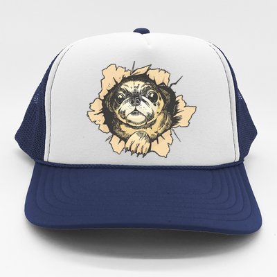 Pug Torn Trucker Hat