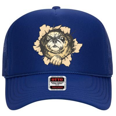 Pug Torn High Crown Mesh Back Trucker Hat