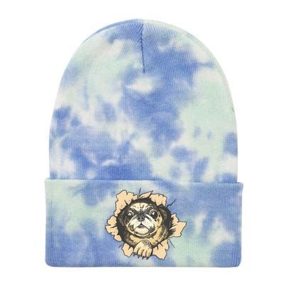 Pug Torn Tie Dye 12in Knit Beanie