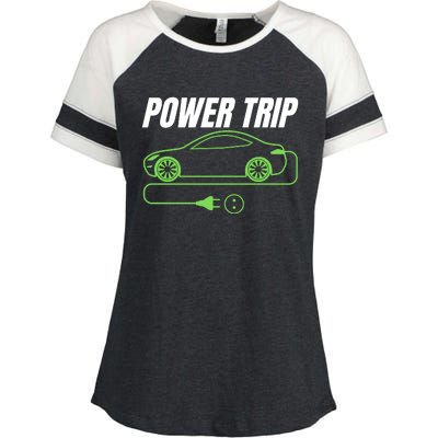 Power Trip, Proud S EV Owner, Drive EVs Funny Electric Car Enza Ladies Jersey Colorblock Tee