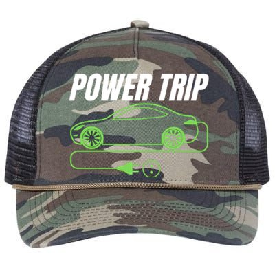 Power Trip, Proud S EV Owner, Drive EVs Funny Electric Car Retro Rope Trucker Hat Cap