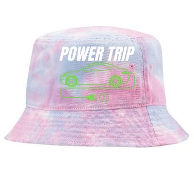 Power Trip, Proud S EV Owner, Drive EVs Funny Electric Car Tie-Dyed Bucket Hat