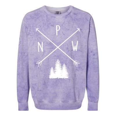 Pine Trees Pacific Northwest Pnw With Arrows Outdoor Gift Cute Gift Colorblast Crewneck Sweatshirt