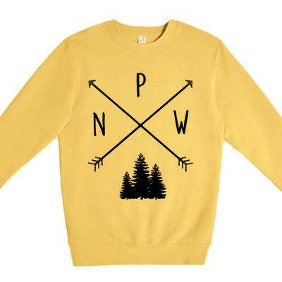 Pine Trees Pacific Northwest Pnw With Arrows Outdoor Gift Cute Gift Premium Crewneck Sweatshirt