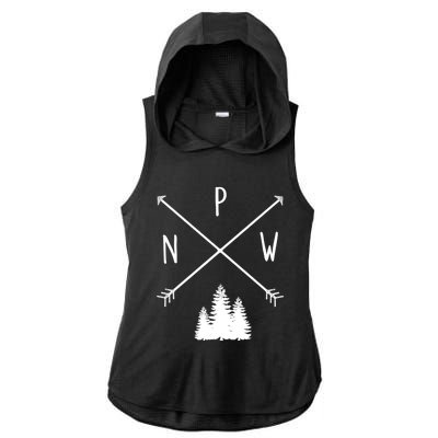 Pine Trees Pacific Northwest Pnw With Arrows Outdoor Gift Cute Gift Ladies PosiCharge Tri-Blend Wicking Draft Hoodie Tank