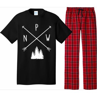 Pine Trees Pacific Northwest Pnw With Arrows Outdoor Gift Cute Gift Pajama Set