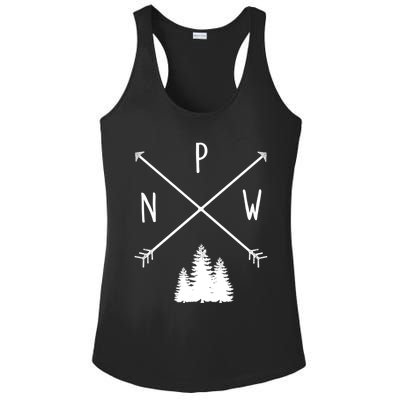 Pine Trees Pacific Northwest Pnw With Arrows Outdoor Gift Cute Gift Ladies PosiCharge Competitor Racerback Tank