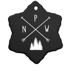 Pine Trees Pacific Northwest Pnw With Arrows Outdoor Gift Cute Gift Ceramic Star Ornament