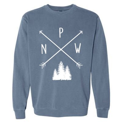 Pine Trees Pacific Northwest Pnw With Arrows Outdoor Gift Cute Gift Garment-Dyed Sweatshirt