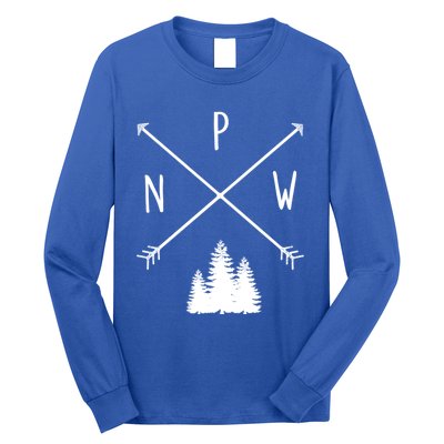 Pine Trees Pacific Northwest Pnw With Arrows Outdoor Gift Cute Gift Long Sleeve Shirt