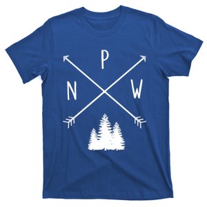 Pine Trees Pacific Northwest Pnw With Arrows Outdoor Gift Cute Gift T-Shirt