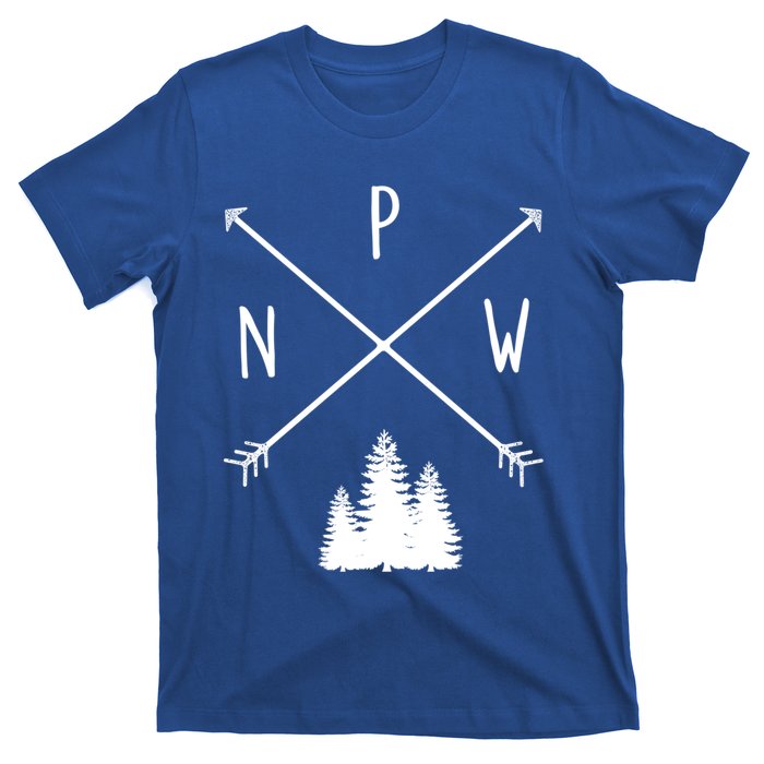 Pine Trees Pacific Northwest Pnw With Arrows Outdoor Gift Cute Gift T-Shirt