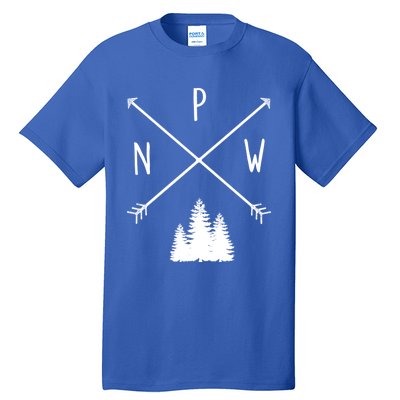 Pine Trees Pacific Northwest Pnw With Arrows Outdoor Gift Cute Gift Tall T-Shirt